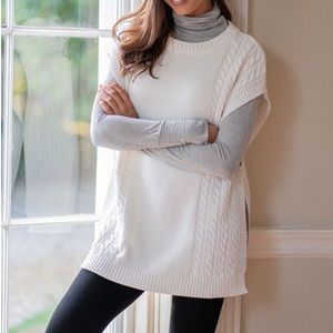 Off White Cable Knit Oversize Maternity to Nursing Sleeveless Vest